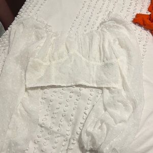 White Puffy Sleeve Blouse